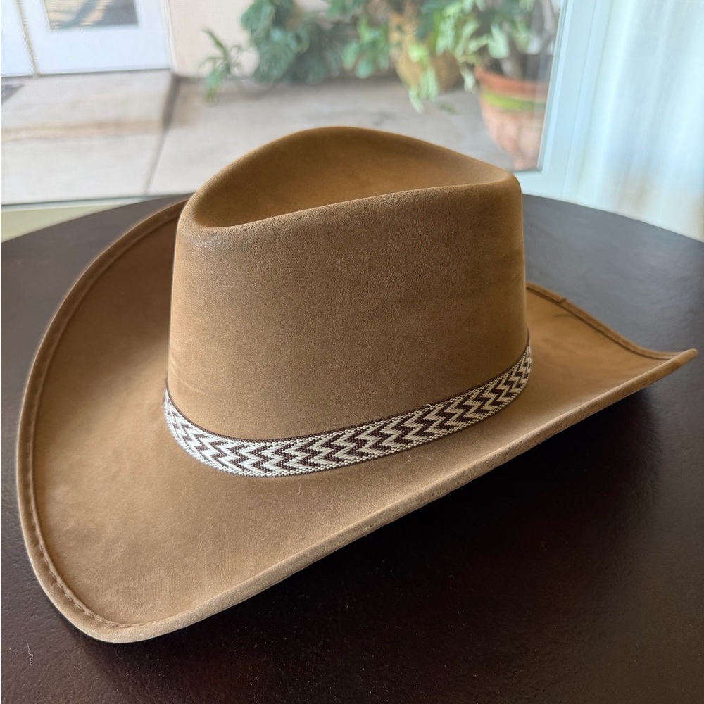 Tan Cowboy Hat with Patterned Band